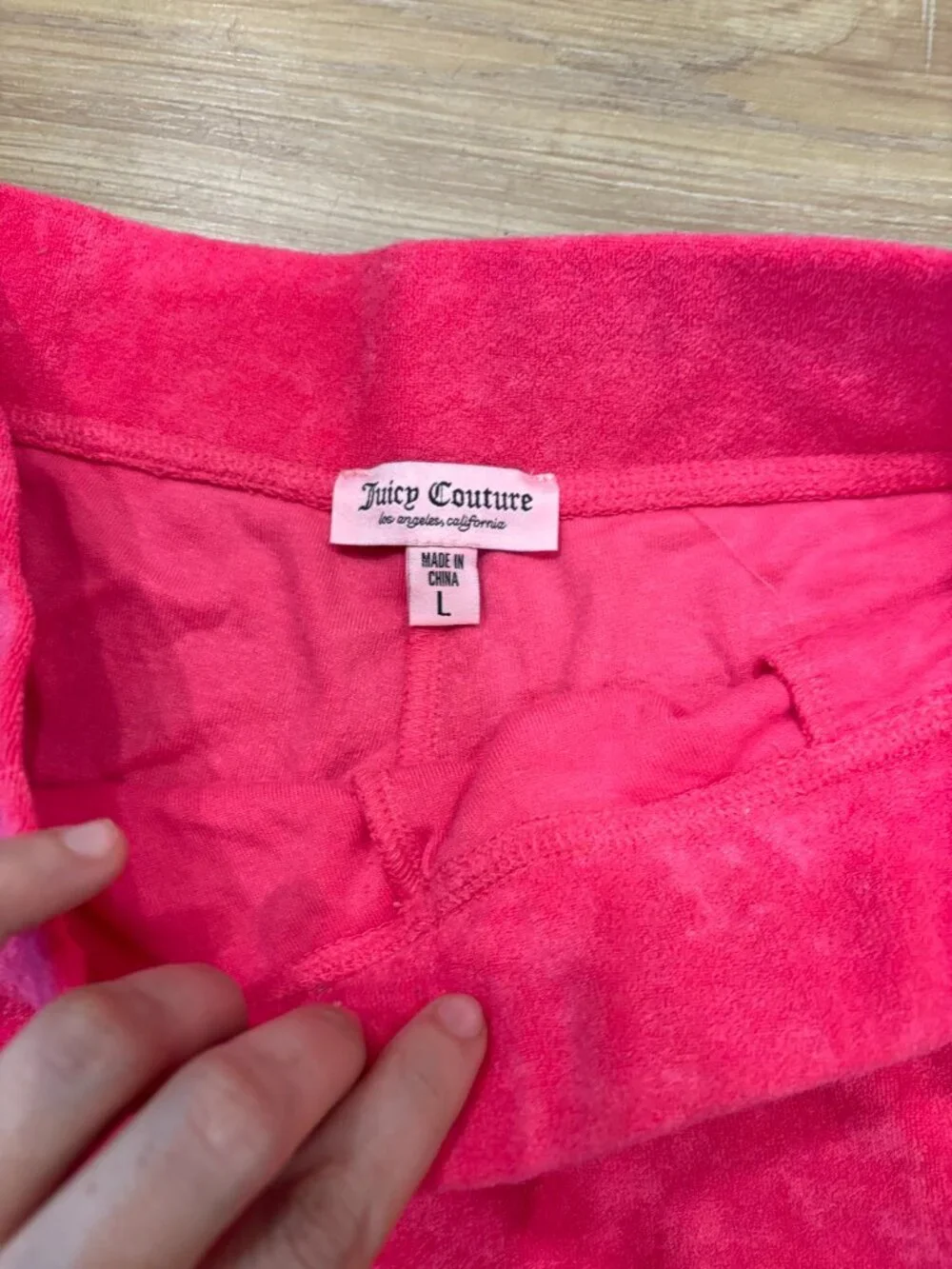 Juicy Couture Pink Velour Short Sleeve Hoodie & Shorts Set Rhinestone Logo Size